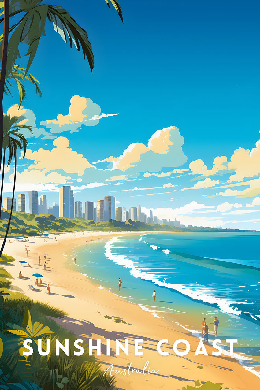 Sunshine Coast Artwork Canvas Print & Poster Wall Art - AI PRINT LAB